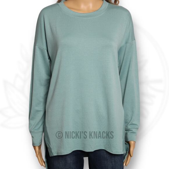 Fortune + Ivy Seafoam Green Soft Knit Long Sleeve Pullover Lounge Top Size S - Picture 4 of 11